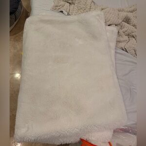 Restoration Hardware white faux fur throw blanket